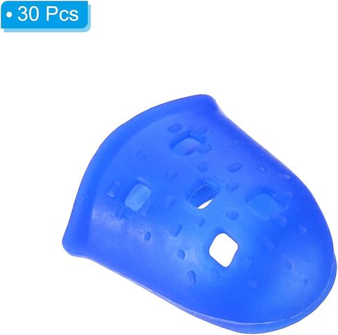 أطراف أصابع مطاطية مقاس 0.85 بوصة من باتيكل، 30 قطعة من أغطية حماية أطراف أصابع الإبهام من السيليكون، أغطية كشتبان للعب الجيتار وخياطة العد المكتبي، أزرق حجم كبير in Kuwait