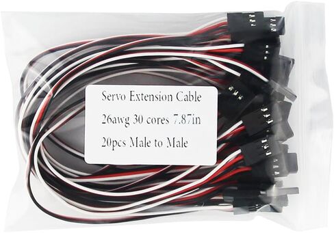 OliYin 20pcs 26awg 7.87in 20cm 200mm Quadcopter Servo Extension Lead Futaba JR Male to Male Wire Cable in Saudi Arabia