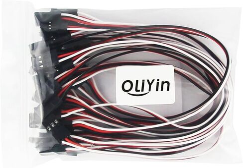 OliYin 20pcs 26awg 7.87in 20cm 200mm Quadcopter Servo Extension Lead Futaba JR Male to Male Wire Cable in Saudi Arabia