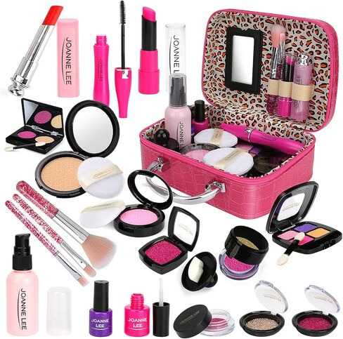 welltop 21 Pcs Kids Makeup Kit for Girls, Girls Play Pretend Makeup Toy Set with Cosmetic Bag, Safe & Non-Toxic, for Kids Play Game Halloween Xmas Birthday Party Age 3+ Year Olds Girls (Not Real) in Kuwait