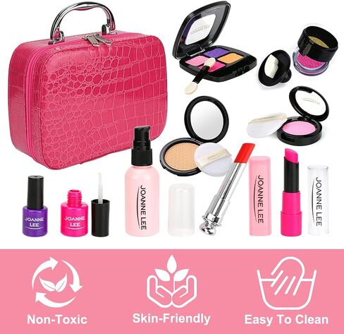 welltop 21 Pcs Kids Makeup Kit for Girls, Girls Play Pretend Makeup Toy Set with Cosmetic Bag, Safe & Non-Toxic, for Kids Play Game Halloween Xmas Birthday Party Age 3+ Year Olds Girls (Not Real) in Kuwait