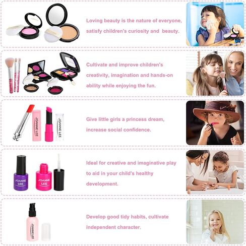 welltop 21 Pcs Kids Makeup Kit for Girls, Girls Play Pretend Makeup Toy Set with Cosmetic Bag, Safe & Non-Toxic, for Kids Play Game Halloween Xmas Birthday Party Age 3+ Year Olds Girls (Not Real) in Kuwait