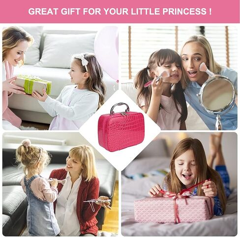 welltop 21 Pcs Kids Makeup Kit for Girls, Girls Play Pretend Makeup Toy Set with Cosmetic Bag, Safe & Non-Toxic, for Kids Play Game Halloween Xmas Birthday Party Age 3+ Year Olds Girls (Not Real) in Kuwait