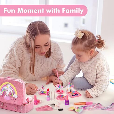 مجموعة مكياج للأطفال للبنات، ألعاب مكياج Teensymic للفتيات، لعبة مكياج الأميرة قابلة للغسل للفتيات من سن 3 إلى 12 عامًا in Kuwait