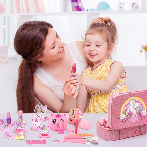 مجموعة مكياج للأطفال للبنات، ألعاب مكياج Teensymic للفتيات، لعبة مكياج الأميرة قابلة للغسل للفتيات من سن 3 إلى 12 عامًا in Kuwait