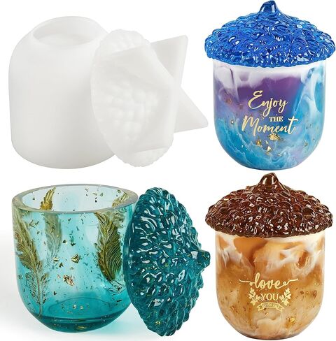 ISSEVE Acorn Jar Resin Molds Silicone with Lid, Jars Silicone Molds for Resin Casting, Epoxy Jar Molds for Storage Bottle, Candy Jewelry Container, Home Decoration, DIY Resin Casting Crafts in Kuwait