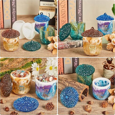 ISSEVE Acorn Jar Resin Molds Silicone with Lid, Jars Silicone Molds for Resin Casting, Epoxy Jar Molds for Storage Bottle, Candy Jewelry Container, Home Decoration, DIY Resin Casting Crafts in Kuwait
