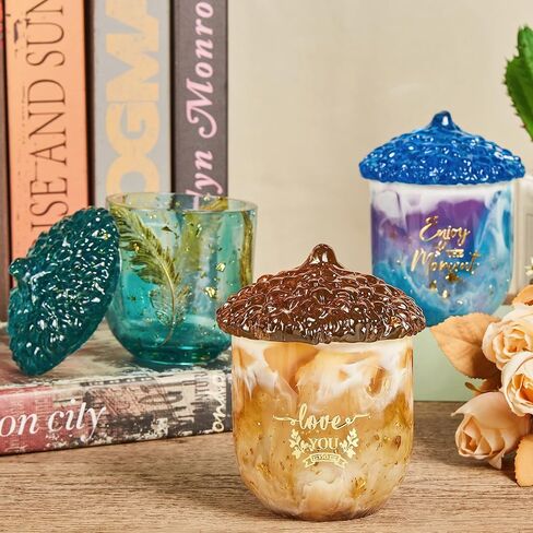 ISSEVE Acorn Jar Resin Molds Silicone with Lid, Jars Silicone Molds for Resin Casting, Epoxy Jar Molds for Storage Bottle, Candy Jewelry Container, Home Decoration, DIY Resin Casting Crafts in Kuwait