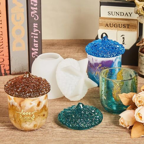 ISSEVE Acorn Jar Resin Molds Silicone with Lid, Jars Silicone Molds for Resin Casting, Epoxy Jar Molds for Storage Bottle, Candy Jewelry Container, Home Decoration, DIY Resin Casting Crafts in Kuwait
