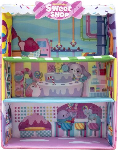 Squishville by Original Squishmallows Sweet Shop - Playset with 2-Inch Priya The Purple Panda, Tres’zure The Teal Cat & Bistro Table and Chair - Toys for Kids in Kuwait
