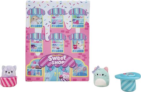 Squishville by Original Squishmallows Sweet Shop - Playset with 2-Inch Priya The Purple Panda, Tres’zure The Teal Cat & Bistro Table and Chair - Toys for Kids in Kuwait