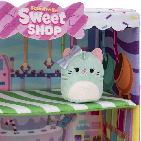 Squishville by Original Squishmallows Sweet Shop - Playset with 2-Inch Priya The Purple Panda, Tres’zure The Teal Cat & Bistro Table and Chair - Toys for Kids in Kuwait