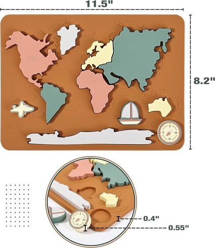 Mr. Pen- Silicone World Map Puzzle, 11.5" x 8.2", Puzzle for Kids, World Puzzle, Puzzle Kids, Puzzles Kids, Childrens Puzzles, Floor Puzzle, Floor Puzzles for Kids in Saudi Arabia