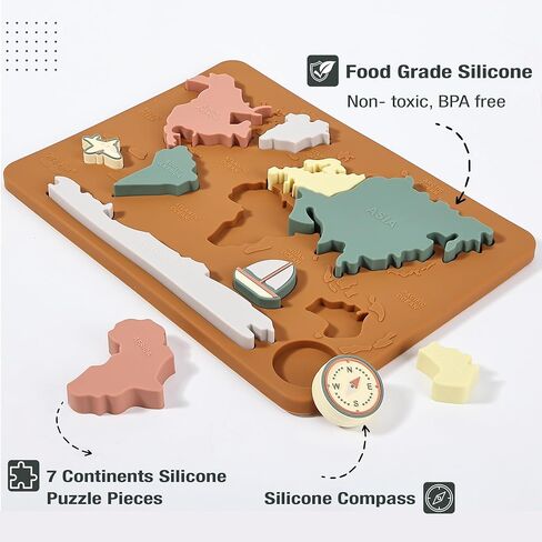 Mr. Pen- Silicone World Map Puzzle, 11.5" x 8.2", Puzzle for Kids, World Puzzle, Puzzle Kids, Puzzles Kids, Childrens Puzzles, Floor Puzzle, Floor Puzzles for Kids in Saudi Arabia