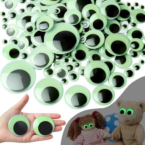 340 PCS Googly Eyes Self Adhesive for Crafts Glow in The Dark Luminous Craft Sticker Sparkle Multi Sizes Wiggle Eyes, Googly Eyes for DIY（50 40 35 30 25 20 15 10mm） in Kuwait