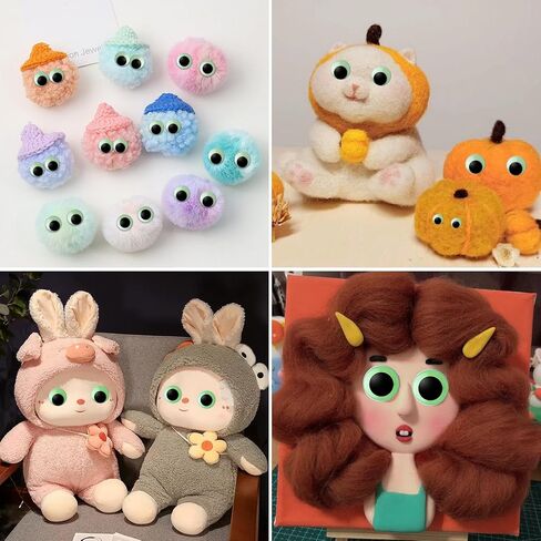 340 PCS Googly Eyes Self Adhesive for Crafts Glow in The Dark Luminous Craft Sticker Sparkle Multi Sizes Wiggle Eyes, Googly Eyes for DIY（50 40 35 30 25 20 15 10mm） in Kuwait