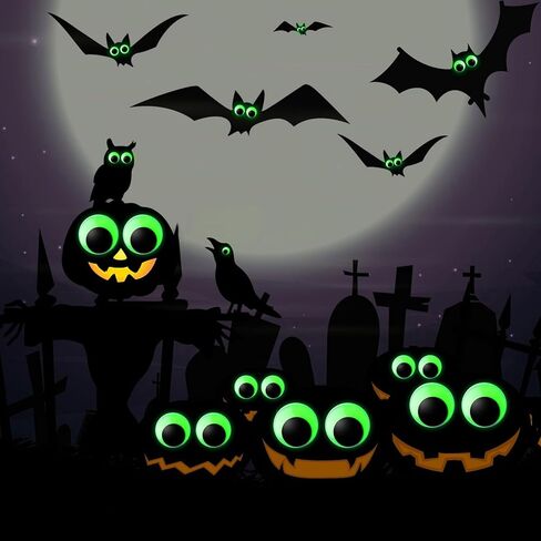 340 PCS Googly Eyes Self Adhesive for Crafts Glow in The Dark Luminous Craft Sticker Sparkle Multi Sizes Wiggle Eyes, Googly Eyes for DIY（50 40 35 30 25 20 15 10mm） in Kuwait