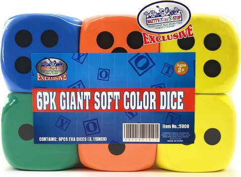 Deluxe Giant 3.15" EVA Foam Dice (Pack of 6) with Bonus Matty's Toy Stop Storage Bag in Saudi Arabia