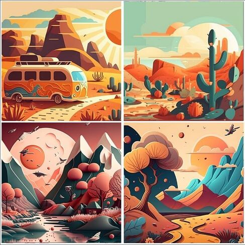 4 Pack Paint by Number for Adults, Painting by Numbers Kits for Adults Beginner, Paint Kits,Canvas Gifts,Arts Crafts for Home Decor（8 * 8） in Kuwait