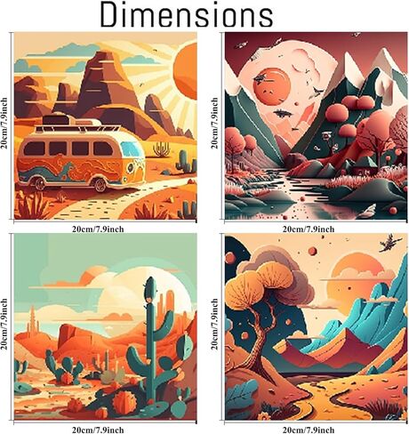 4 Pack Paint by Number for Adults, Painting by Numbers Kits for Adults Beginner, Paint Kits,Canvas Gifts,Arts Crafts for Home Decor（8 * 8） in Kuwait