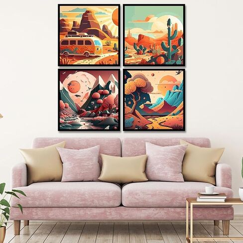 4 Pack Paint by Number for Adults, Painting by Numbers Kits for Adults Beginner, Paint Kits,Canvas Gifts,Arts Crafts for Home Decor（8 * 8） in Kuwait