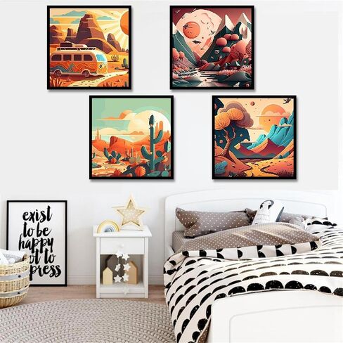 4 Pack Paint by Number for Adults, Painting by Numbers Kits for Adults Beginner, Paint Kits,Canvas Gifts,Arts Crafts for Home Decor（8 * 8） in Kuwait