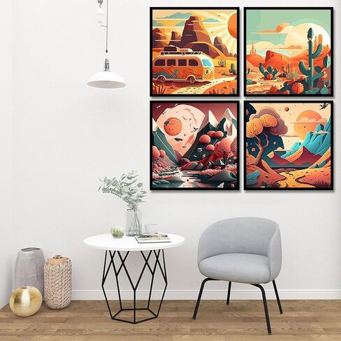 4 Pack Paint by Number for Adults, Painting by Numbers Kits for Adults Beginner, Paint Kits,Canvas Gifts,Arts Crafts for Home Decor（8 * 8） in Kuwait