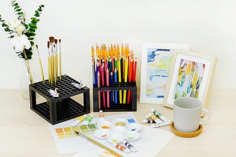CAXXA 2 PACK 96 Hole Art Plastic Pencil & Brush Holder Desk Stand Organizer Holder for Pens, Paint Brushes, Colored Pencils, Markers (2 Pack) in Kuwait