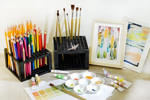 CAXXA 2 PACK 96 Hole Art Plastic Pencil & Brush Holder Desk Stand Organizer Holder for Pens, Paint Brushes, Colored Pencils, Markers (2 Pack) in Kuwait