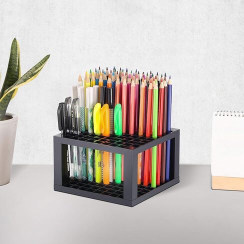 CAXXA 2 PACK 96 Hole Art Plastic Pencil & Brush Holder Desk Stand Organizer Holder for Pens, Paint Brushes, Colored Pencils, Markers (2 Pack) in Kuwait