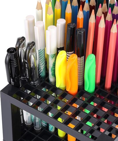 CAXXA 2 PACK 96 Hole Art Plastic Pencil & Brush Holder Desk Stand Organizer Holder for Pens, Paint Brushes, Colored Pencils, Markers (2 Pack) in Kuwait