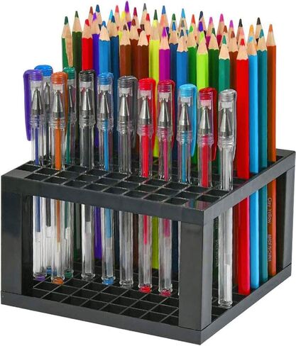 96 Hole Pencil & Brush Holders, 2 Pack Multi Bin Plastic Desk Stand Organizer Holding Rack for Pens, Paint Brushes, Colored Pencils, Gel Pens, Markers and Modeling Tools, Storage & Organizing Crate in Kuwait