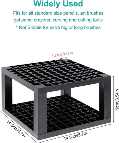96 Hole Pencil & Brush Holders, 2 Pack Multi Bin Plastic Desk Stand Organizer Holding Rack for Pens, Paint Brushes, Colored Pencils, Gel Pens, Markers and Modeling Tools, Storage & Organizing Crate in Kuwait
