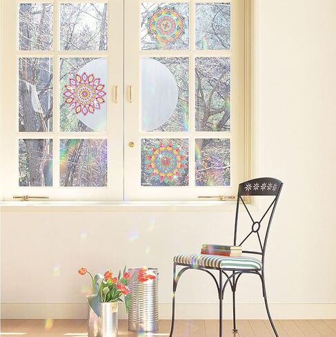 CrazyJan 6 قطع مجموعات طلاء ماسي لصائدي الشمس، ملصقات نافذة من الزجاج الملون، إكسسوارات فنية ماسية ذاتية الصنع للبالغين والأطفال، هدايا فنية للفتيات والنساء والأطفال in Kuwait