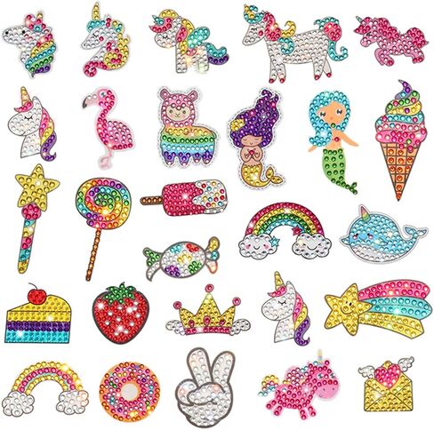 NICOWARM 27PCS 5D Big Diamond Painting Sticker Kits for Kids and Adult Beginners, DIY Creative Unicorn Diamond Art and Crafts Sticker, Diamond Painting Sticker for Kid in Kuwait