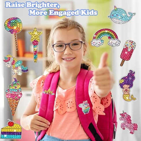 NICOWARM 27PCS 5D Big Diamond Painting Sticker Kits for Kids and Adult Beginners, DIY Creative Unicorn Diamond Art and Crafts Sticker, Diamond Painting Sticker for Kid in Kuwait