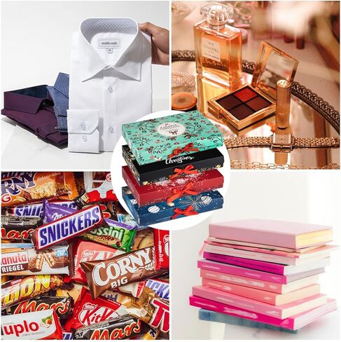 علب هدايا عيد الميلاد من ARTLYMERS مع أغطية، 12 عبوة من صناديق هدايا القمصان وصناديق هدايا عيد الميلاد ذات شريط أحمر للملابس لتغليف الهدايا in Kuwait