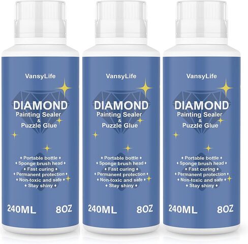 Diamond Painting Sealer 120ML with Sponge Head, 5D Diamond Painting Glue and Jigsaw Puzzle Glue for Permanent Hold & Shine Effect (4 OZ) in Kuwait