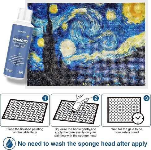 Diamond Painting Sealer 120ML with Sponge Head, 5D Diamond Painting Glue and Jigsaw Puzzle Glue for Permanent Hold & Shine Effect (4 OZ) in Kuwait
