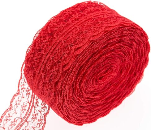 ATRBB 25 ياردة 1-3/4 بوصة شريط من الدانتيل بعرض 1-3/4 بوصة، شريط من نسيج الدانتيل الملون بنمط الأزهار لتغليف الهدايا وديكورات الزفاف (أزرق سماوي) in Kuwait