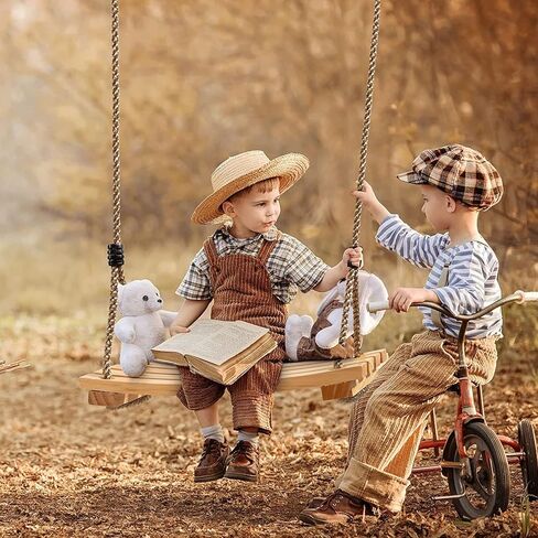 أرجوحة خشبية معلقة من يانجباغا، مقعد أرجوحة خشبية للأطفال مع حبل قنب قابل للتعديل بالإضافة إلى أشرطة شجرة بوصة وخطافين حلقة تسلق للحديقة أو المنزل للأطفال in Kuwait