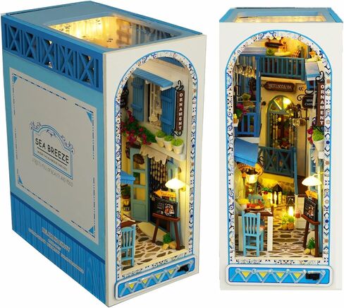 Roroom DIY Book Nook Kit، DIY Dollhouse Booknook Bookshelf إدراج ديكور زقاق، لغز خشبي ثلاثي الأبعاد مع كتاب Nook Bookshelf إدراج Wood Bookend Model Building (Firefly Forest-TC35) in Kuwait