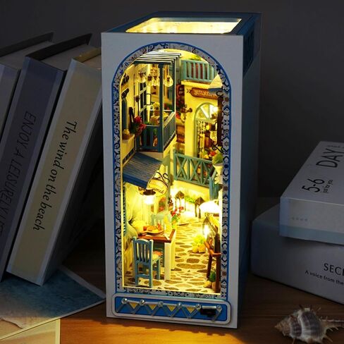 Roroom DIY Book Nook Kit، DIY Dollhouse Booknook Bookshelf إدراج ديكور زقاق، لغز خشبي ثلاثي الأبعاد مع كتاب Nook Bookshelf إدراج Wood Bookend Model Building (Firefly Forest-TC35) in Kuwait