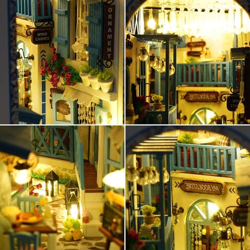 Roroom DIY Book Nook Kit، DIY Dollhouse Booknook Bookshelf إدراج ديكور زقاق، لغز خشبي ثلاثي الأبعاد مع كتاب Nook Bookshelf إدراج Wood Bookend Model Building (Firefly Forest-TC35) in Kuwait
