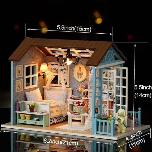 DIY Miniature Dollhouse Kit Realistic Mini 3D Wooden Mini Doll House Room with Furniture LED Lights Christmas Decoration Birthday Gift for Kids Teens Adults (Forest time) in Kuwait
