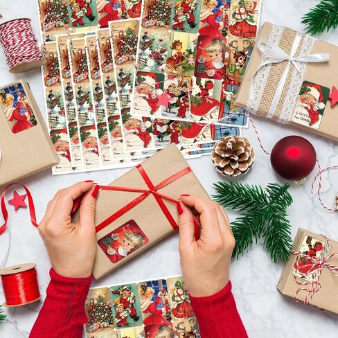 500 PCS Vintage Christmas Gift Tags Stickers Xmas Labels Merry Christmas Decals Claus Name Tag Stickers for Christmas Festival Decorative Presents Labels Decals Wrapping Party Favors Decorations in Saudi Arabia
