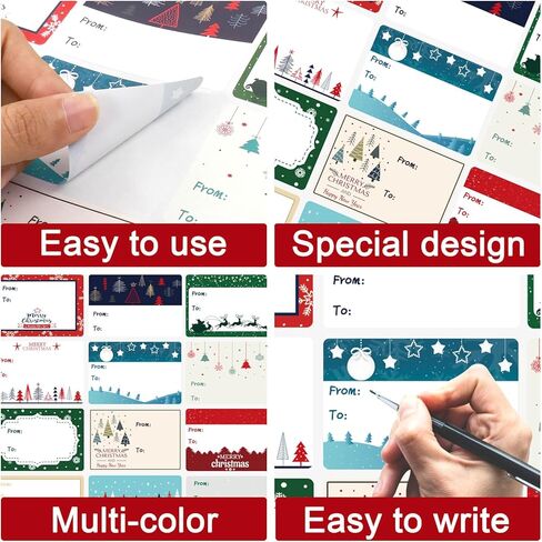 240 قطعة من ملصقات هدايا عيد الميلاد، (3 بوصة × 2 بوصة) علامات عيد الميلاد للهدايا، ملصقات عيد الميلاد، ملصقات ملصقات عيد الميلاد للهدايا، ملصقات مناسبة لعطلات عيد الميلاد، علامات اسم عيد الميلاد in Kuwait