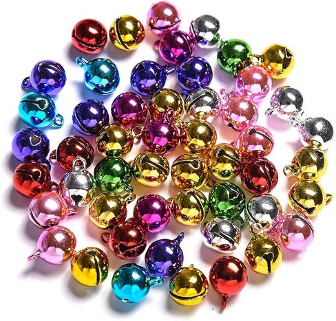 100pcs Colorful Jingle Bells for Crafts,iKammo 12mm Small Bells DIY Bells Christmas Crafts for DIY Bracelet Anklets Necklace Knitting/Jewelry Making (Colorful, 12mm) in Kuwait
