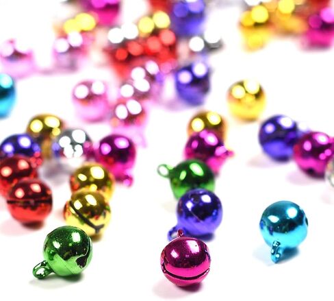 100pcs Colorful Jingle Bells for Crafts,iKammo 12mm Small Bells DIY Bells Christmas Crafts for DIY Bracelet Anklets Necklace Knitting/Jewelry Making (Colorful, 12mm) in Kuwait