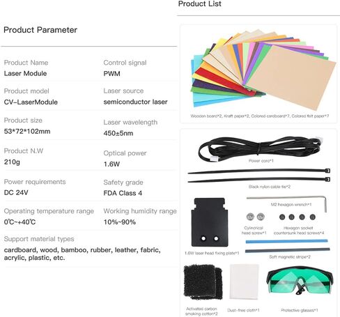 وحدة النقش بالليزر Creality Ender-3 S1/S1 Pro الرسمية 24 فولت 1.6 وات للطابعة ثلاثية الأبعاد، حماية السلامة، التركيز الدقيق، امتصاص السخام، سهلة التركيب، مجموعة النقش بالليزر in Saudi Arabia